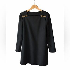 Zara Woman Black Dress With Brass Tone Buttons. Large. Great Condition